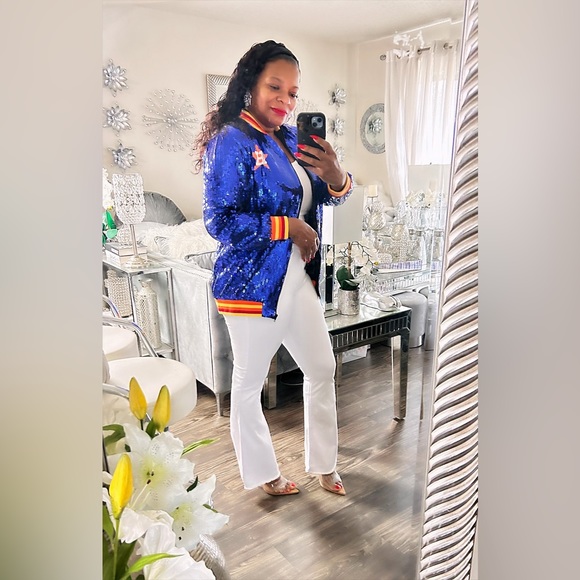 Sale‼️Houston Astro Sequin Jacket. No Discount ‼️ - Picture 4 of 13